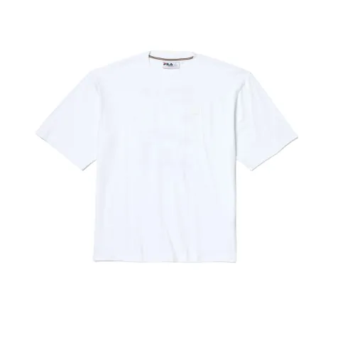 FILA T Shirts Unisex White Crew Neck Moderate Straight Fit