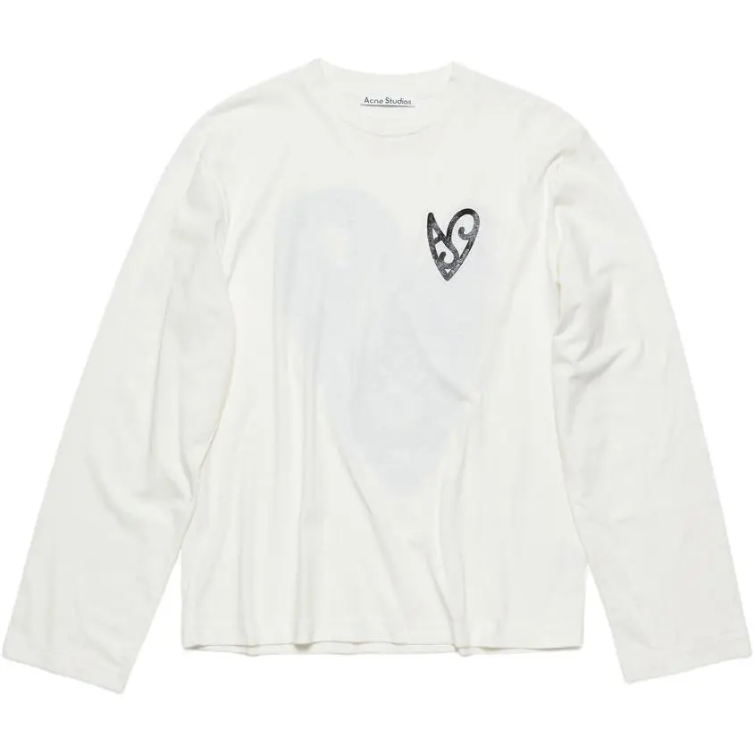Acne Studios Heart Printed Crewneck T Shirt