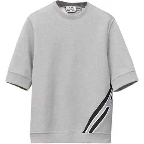 HERMES T Shirts Men's Gray Crew Neck