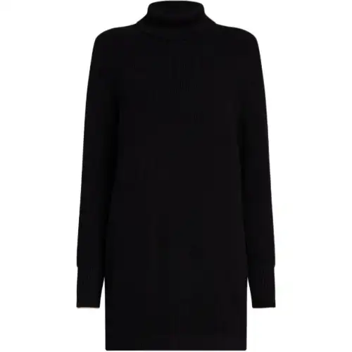 SAINT LAURENT Long Sleeved Dresses Women's Black Turtleneck Short