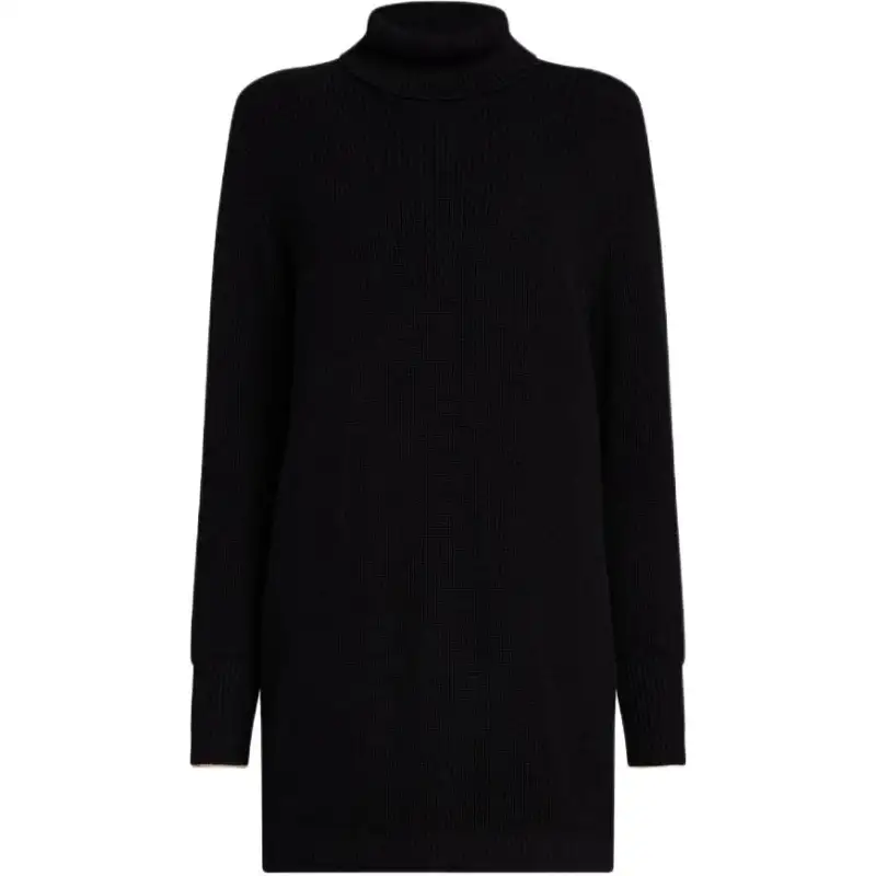 SAINT LAURENT Long Sleeved Dresses Women's Black Turtleneck Short