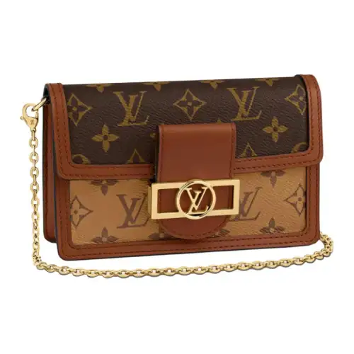 LOUIS VUITTON Dauphine Chain Wallet Monogram Reverse Brown
