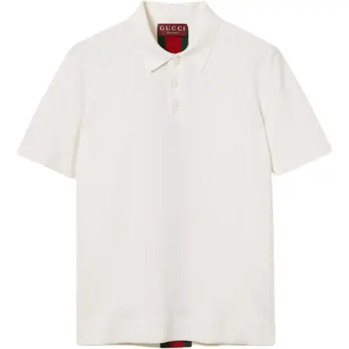 Gucci Knit wool polo shirt with Web
