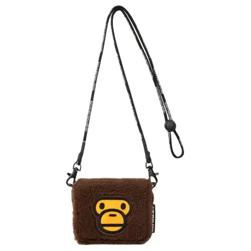 A BATHING APE Polyester Shoulder Bag, Crossbody Bag Mini Unisex Brown