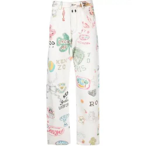 KENZO Drawn Varsity Asagao Straight Denim Pants