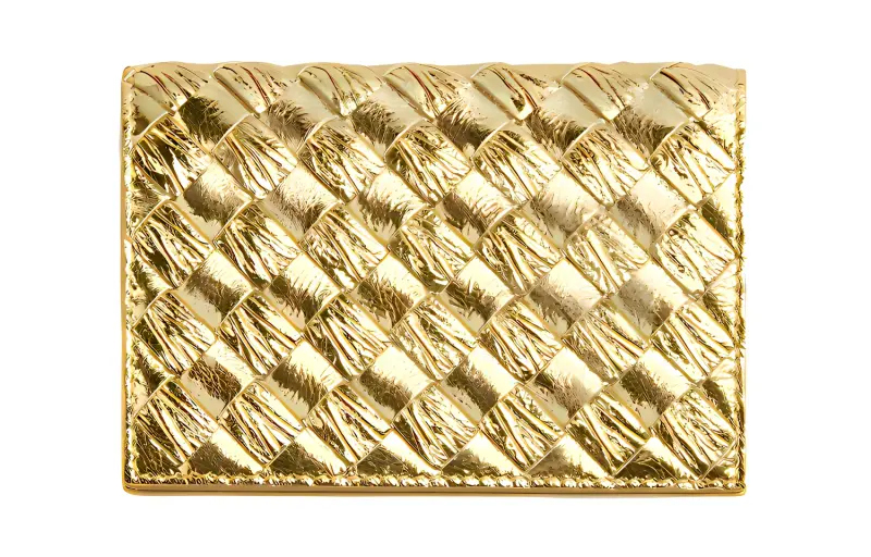 Bottega Veneta Leather Card Holder Women's Gold