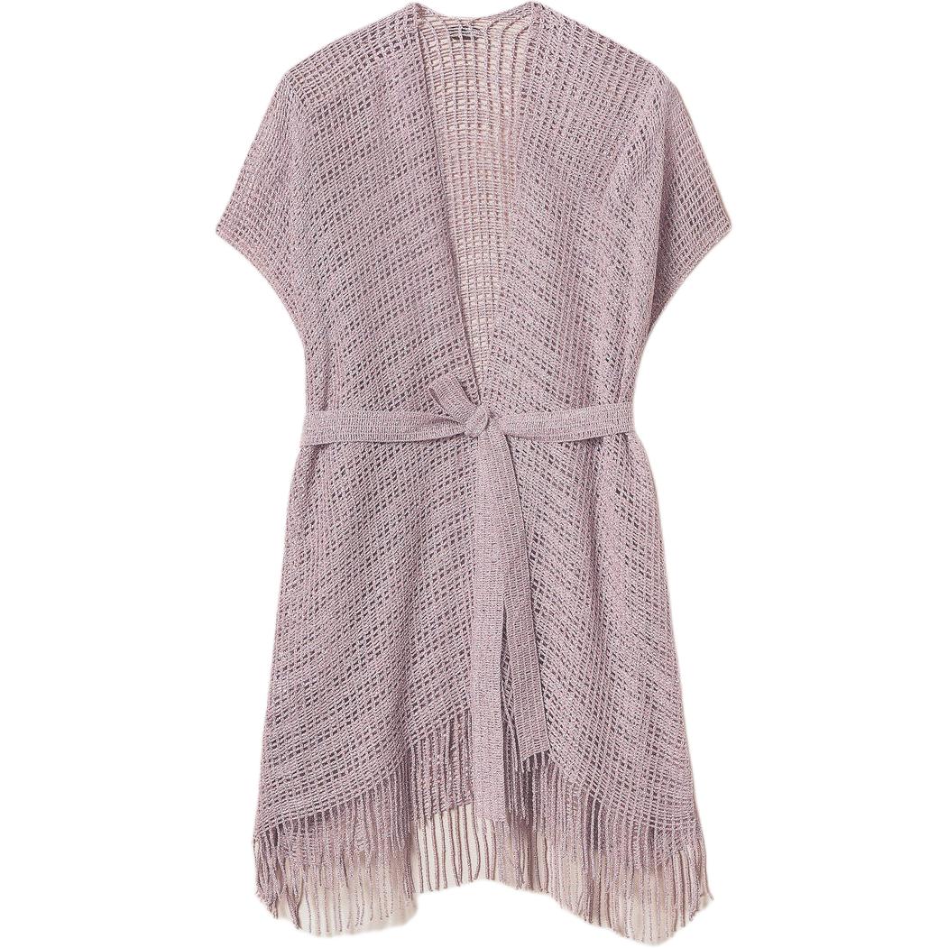 TWINSET MILANO SS25 Tassel Short Mesh Lurex Robe Cape Cloak Women's Lilac Flower