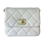 CHANEL Lambskin Shoulder Bag, Crossbody Bag, Coin Purse Mini Women's White