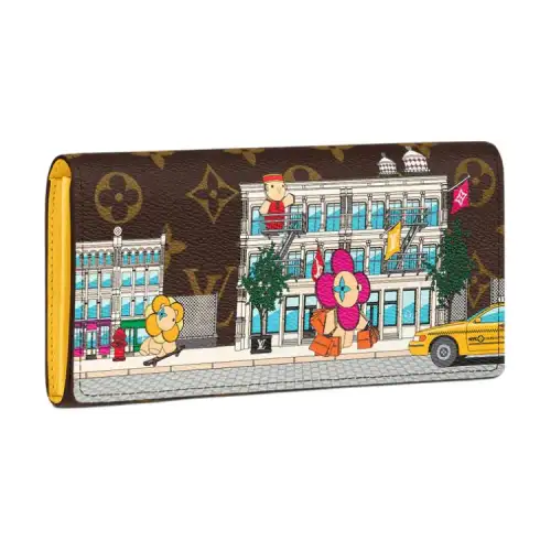 LOUIS VUITTON Sarah Monogram Canvas With Grained Leather Card Holder, Wallet Women's Brown