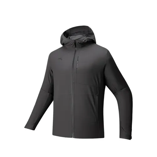 Anta Waterproof And Breathable Windbreaker Jacket Men's Smoke Black Gray