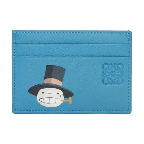 LOEWE Cow Leather Card Holder Women's Blue
