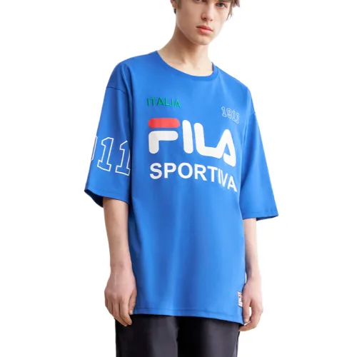 FILA T Shirts Men's Blue Crew Neck Moderate