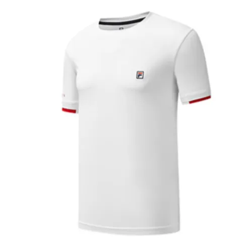 FILA T Shirts Men's Jade White Crew Neck Moderate Straight Fit