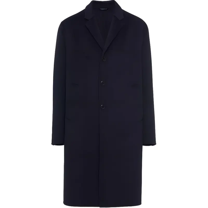 PRADA Coats Men's Blue Lapel Moderate Straight Fit