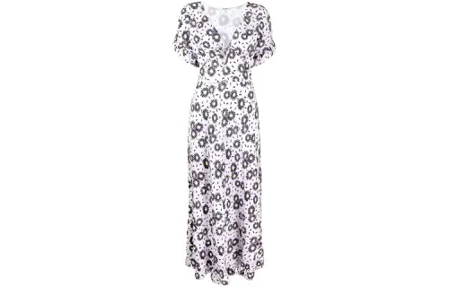 MIU MIU Short Sleeved Dresses Women's Purple V Neck Moderate Long