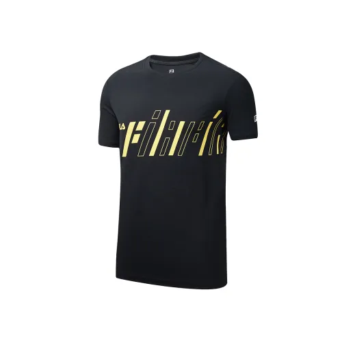 FILA T Shirts Men's Pitch Black Crew Neck Moderate Straight Fit