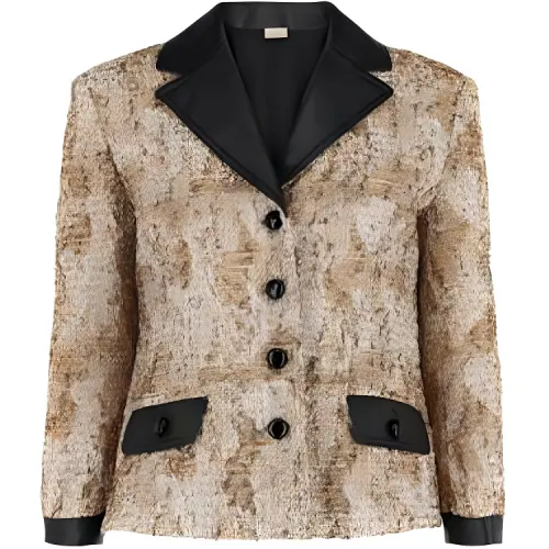 GUCCI Tweed Patterned Blazer Gold