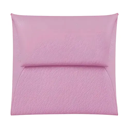 HERMES Bastia Silver Tone Buckle Mysore Goat Skin Wallet Women's X9 Mauve Sylvestre Mallow Purple