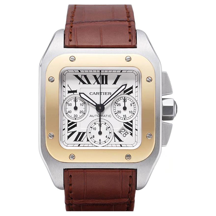 CARTIER SANTOS DE Automatic Mechanical Movement Men's Watches Watch 42mm White Dial Crocodile Leather Strap