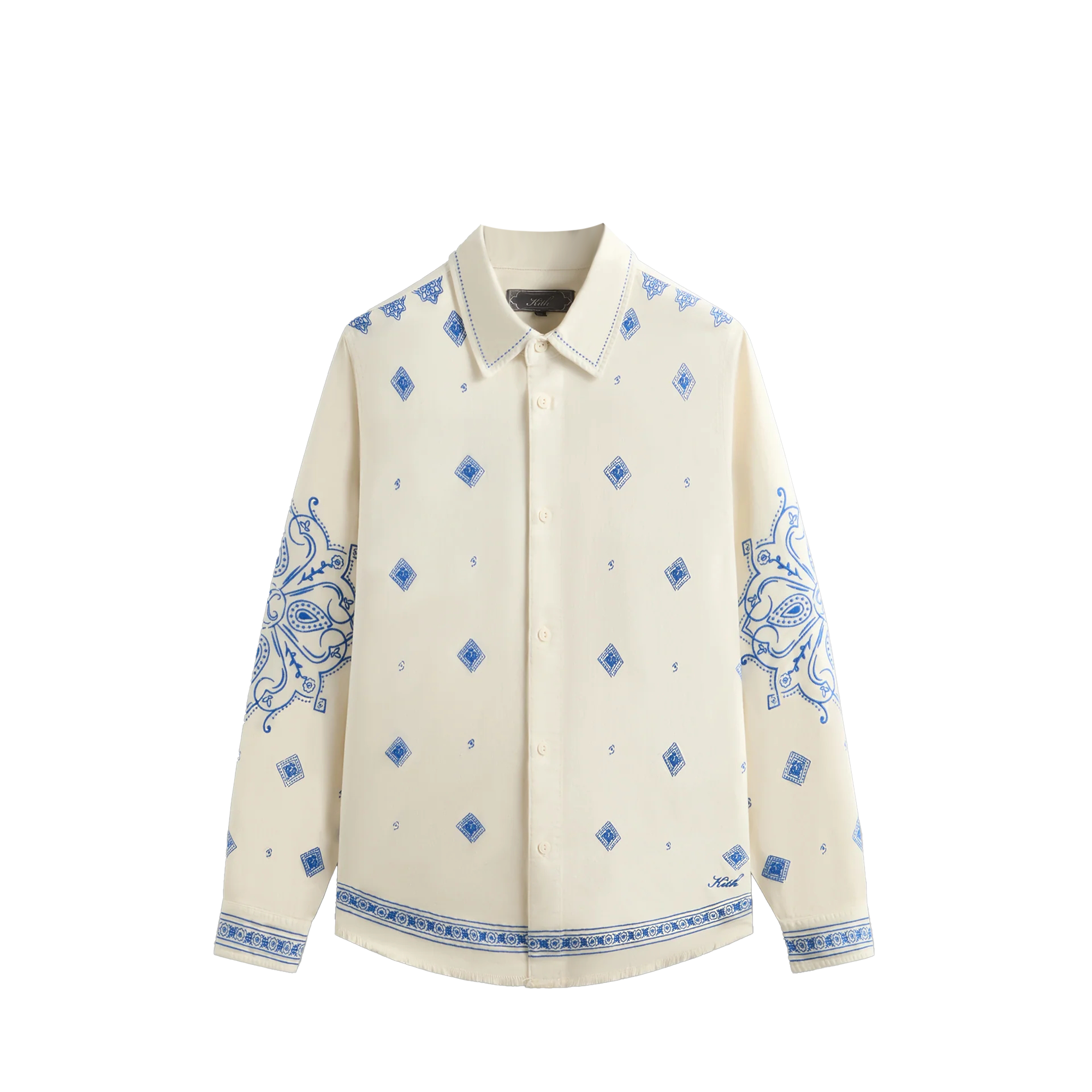 Рубашка Nike Мужские рубашка KITH SS25 Raw Hem Denim Apollo (голубой)