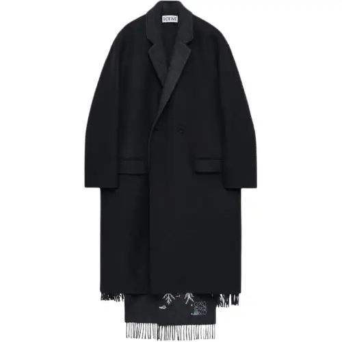LOEWE Coats Men's Black Lapel Moderate Straight Fit