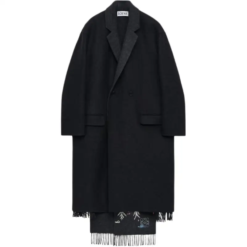 LOEWE Coats Men's Black Lapel Moderate Straight Fit