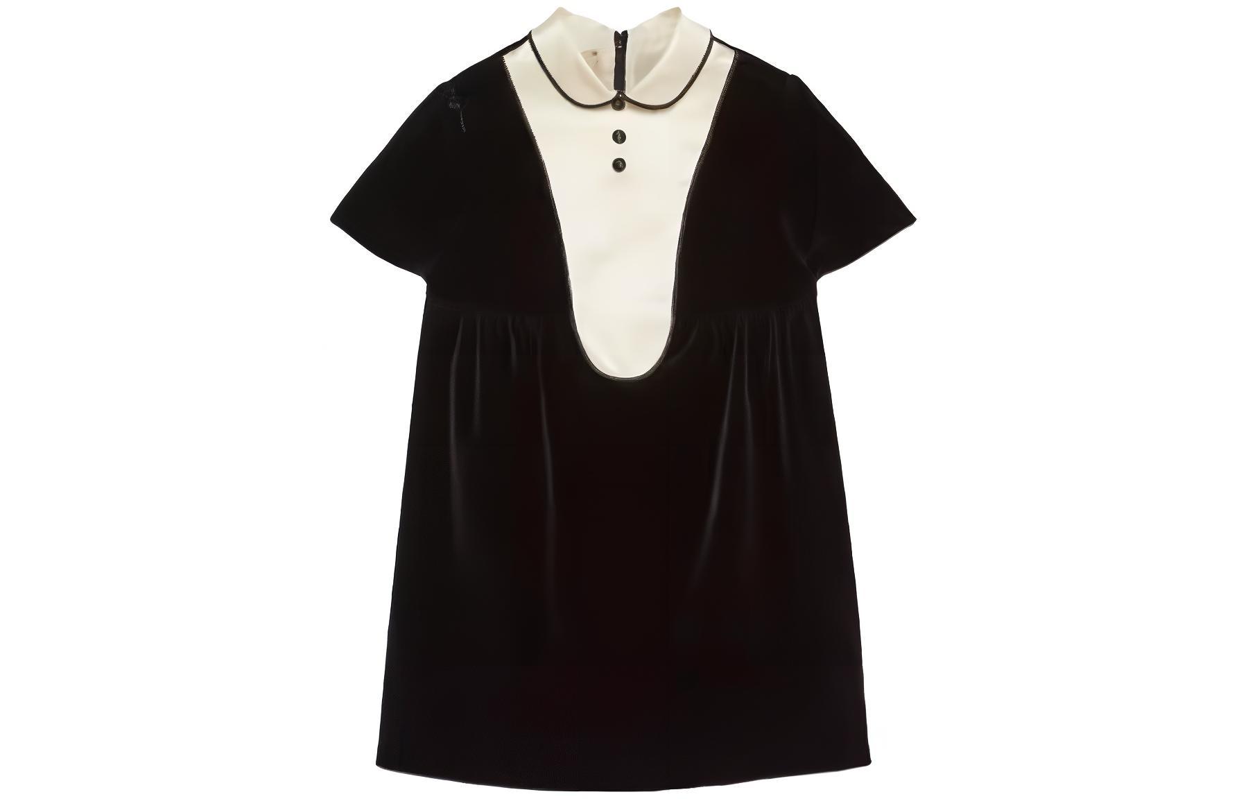 GUCCI Gucci, black children's dress with a round collar, children's clothing, with short sleeve