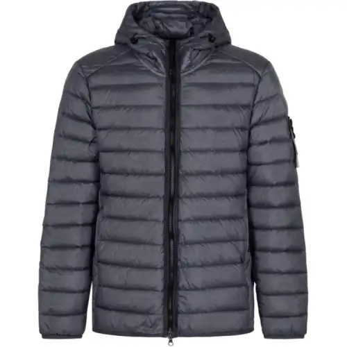 STONE ISLAND Logo Patch Hooded Zip Up Jacket