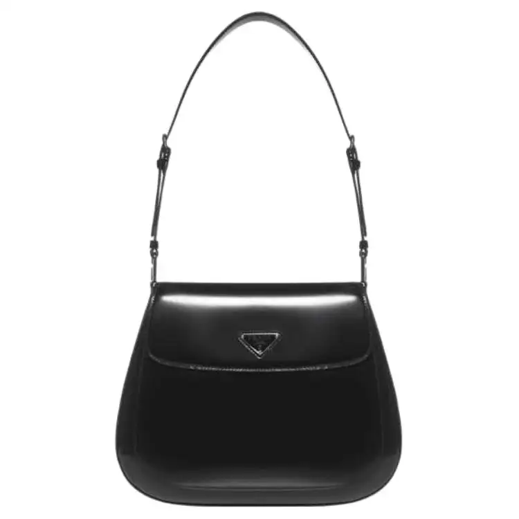 PRADA Cow Leather Shoulder Bag Women's Black