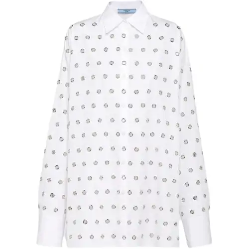 Prada Eyelet-Embellished Button-Up Shirt