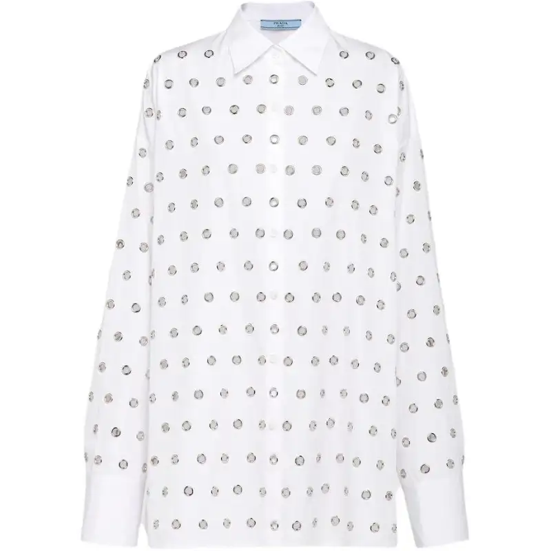 Prada Eyelet-Embellished Button-Up Shirt