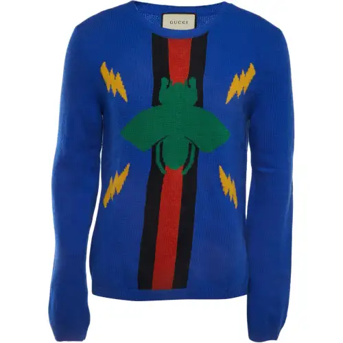 GUCCI Sweaters Men's Blue Crew Neck Moderate