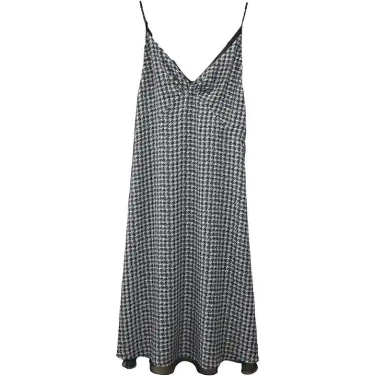 DIOR Slip Dresses Women's Black V Neck Moderate Long