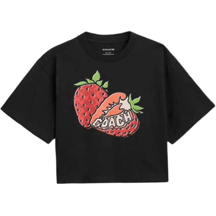 COACH Drop Shoulder Sleeve T Shirt Women's Black