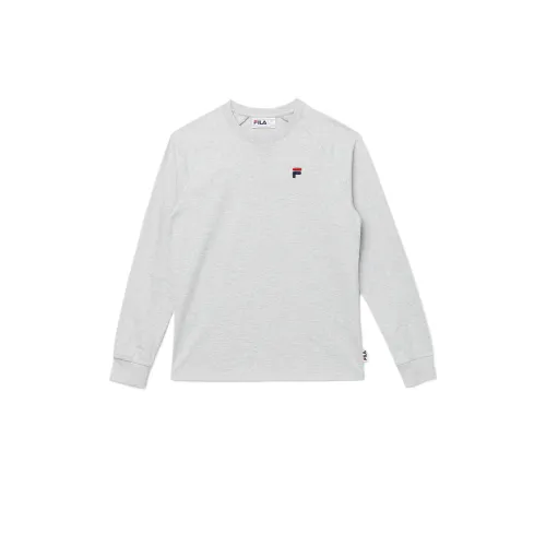 FILA T Shirts Unisex Gray Crew Neck Moderate Straight Fit