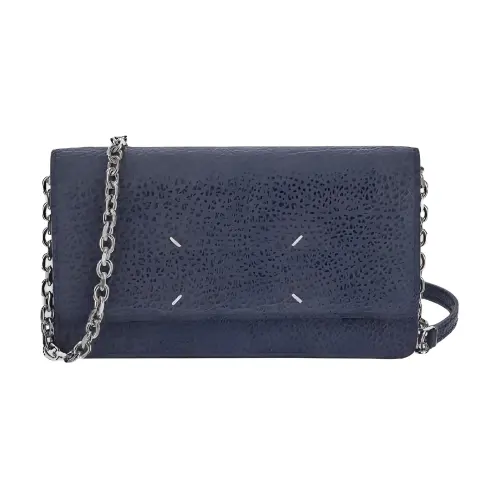 Maison Margiela Grain Cow Leather Shoulder Bag, Crossbody Bag, Wallet Women's Blue