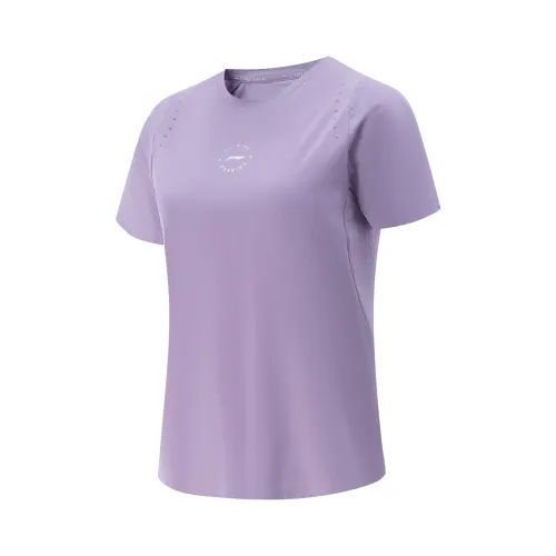 Li Ning Running Collection T Shirt Women's Navigation Trail Purple
