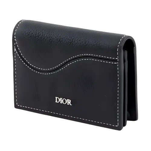 DIOR Saddle Grain Cow Leather Wallet Men's Black