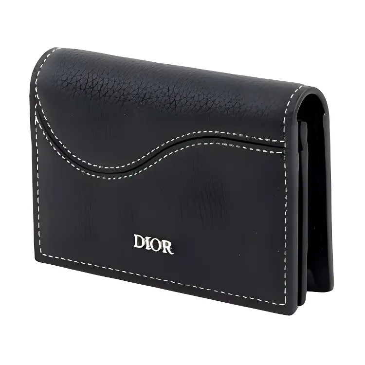 DIOR Saddle Grain Cow Leather Wallet Men's Black