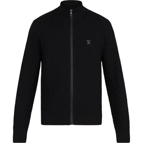 Lv Damier Signature Zip Through Cardigan