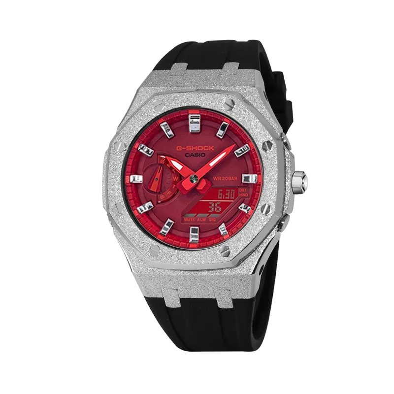 CASIO Custom Collection Electronic Movement Resin Strap Watch Unisex Red Watch Dial
