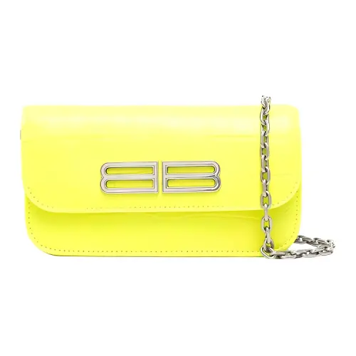 Balenciaga Gossip Calfskin Shoulder Bag, Crossbody Bag Women's Neon Yellow