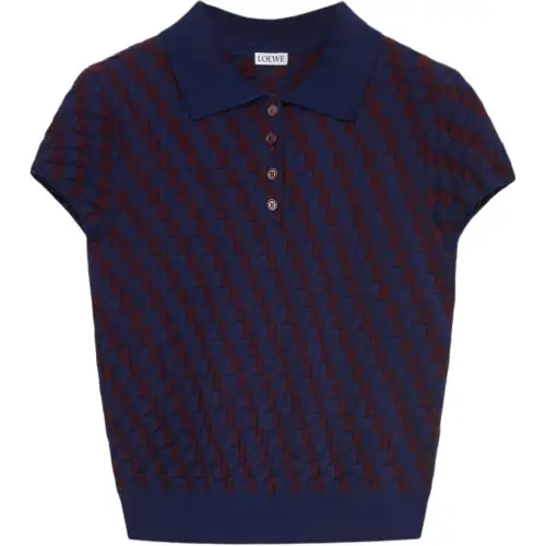 LOEWE Checked Knitted Polo Shirt