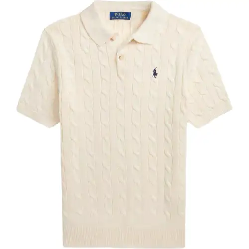 Polo Ralph Lauren Knitted classic creamy sweater, logo embroidery service