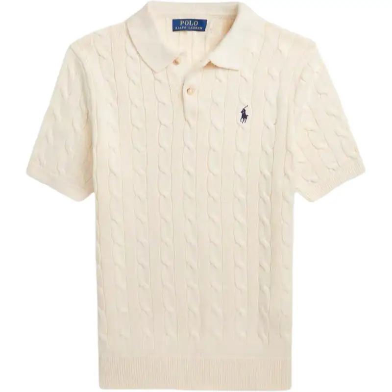 Polo Ralph Lauren Knitted classic creamy sweater, logo embroidery service