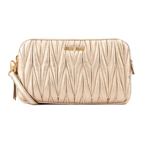 MIU MIU Calfskin Shoulder Bag Women's Gold