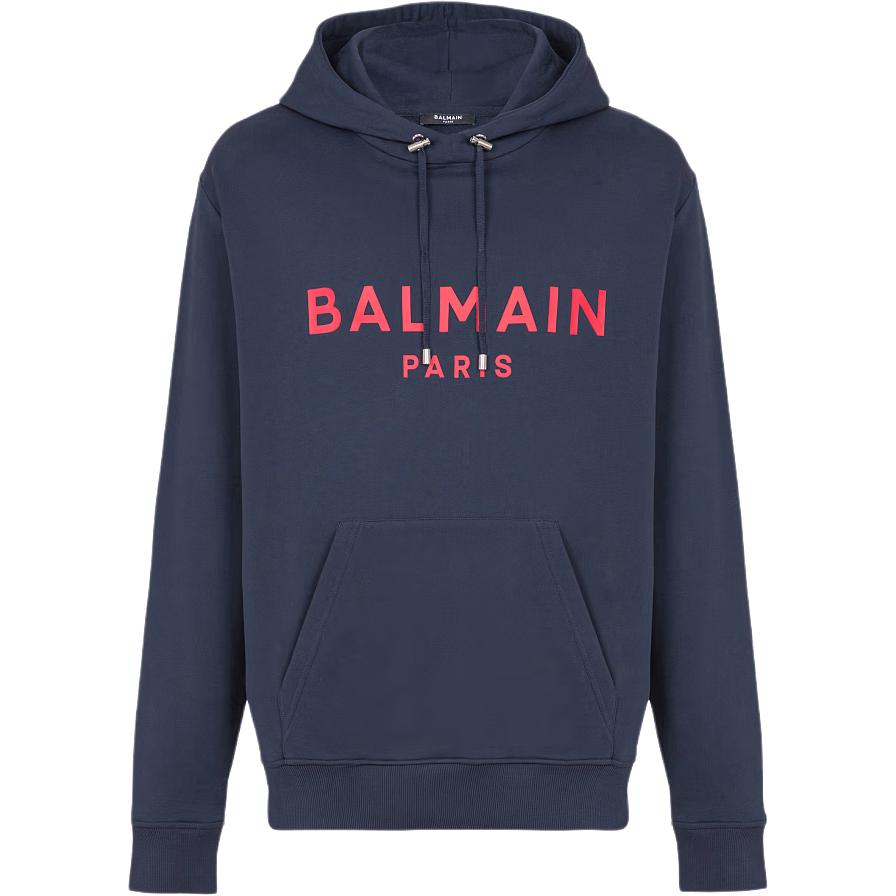 Мужское худи BALMAIN с принтом (темно-синее)