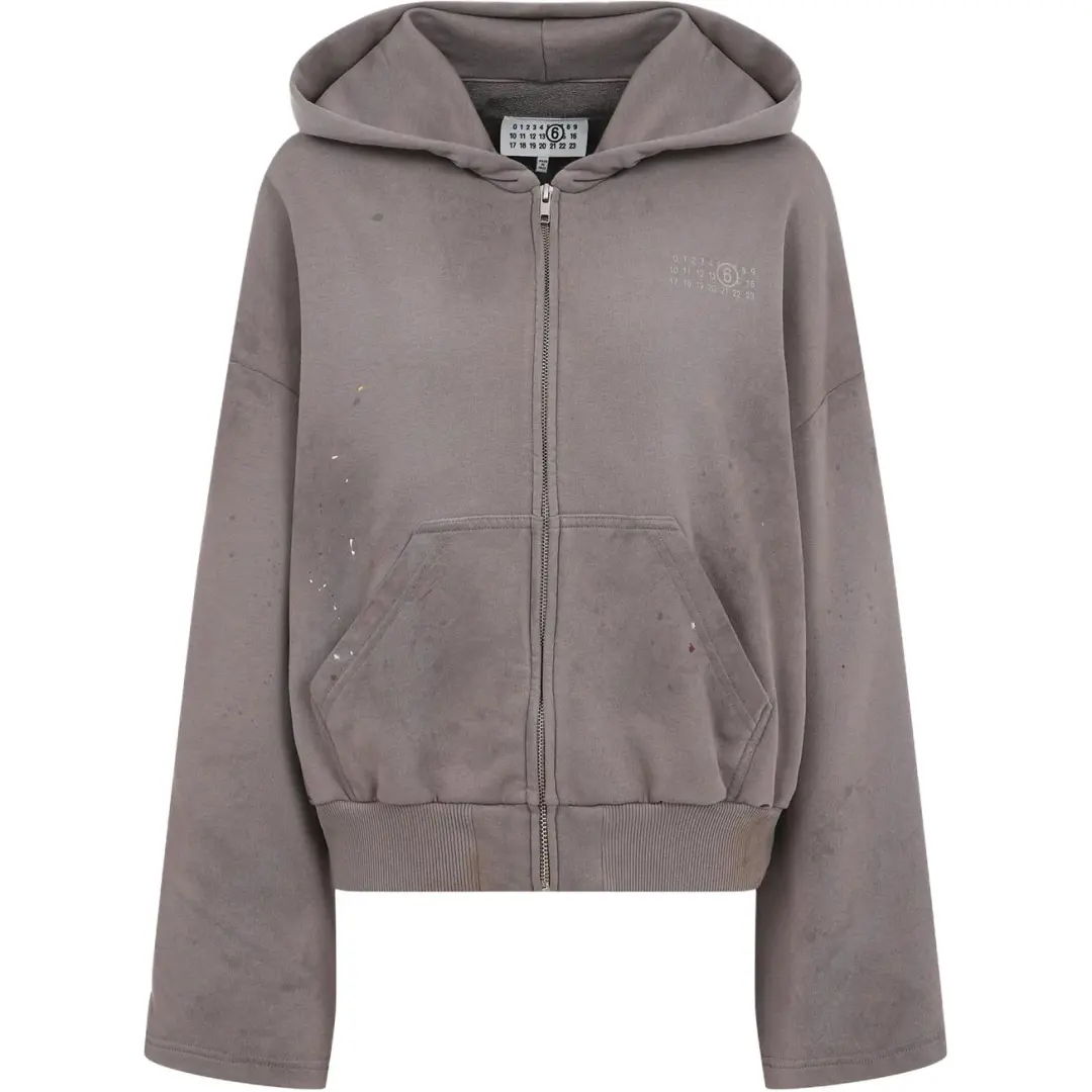 MM6 Maison Margiela Cropped Zip Up Hoodie