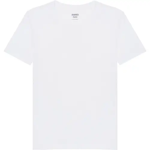 HERMES T Shirts Women's White Crew Neck Moderate Straight Fit