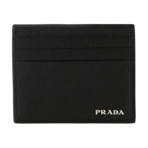 PRADA Leather Card Holder Men's Black